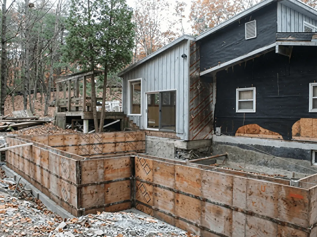 Prepared site with foundation forms for home remodeling and addition project in Chattanooga, TN